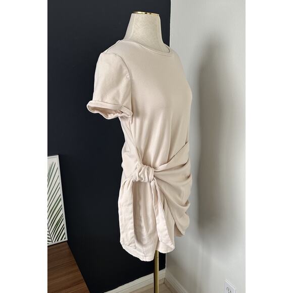 Runway The Label Winnie Shirt Faux Wrap Dress in Sand Mini - Picture 8 of 14